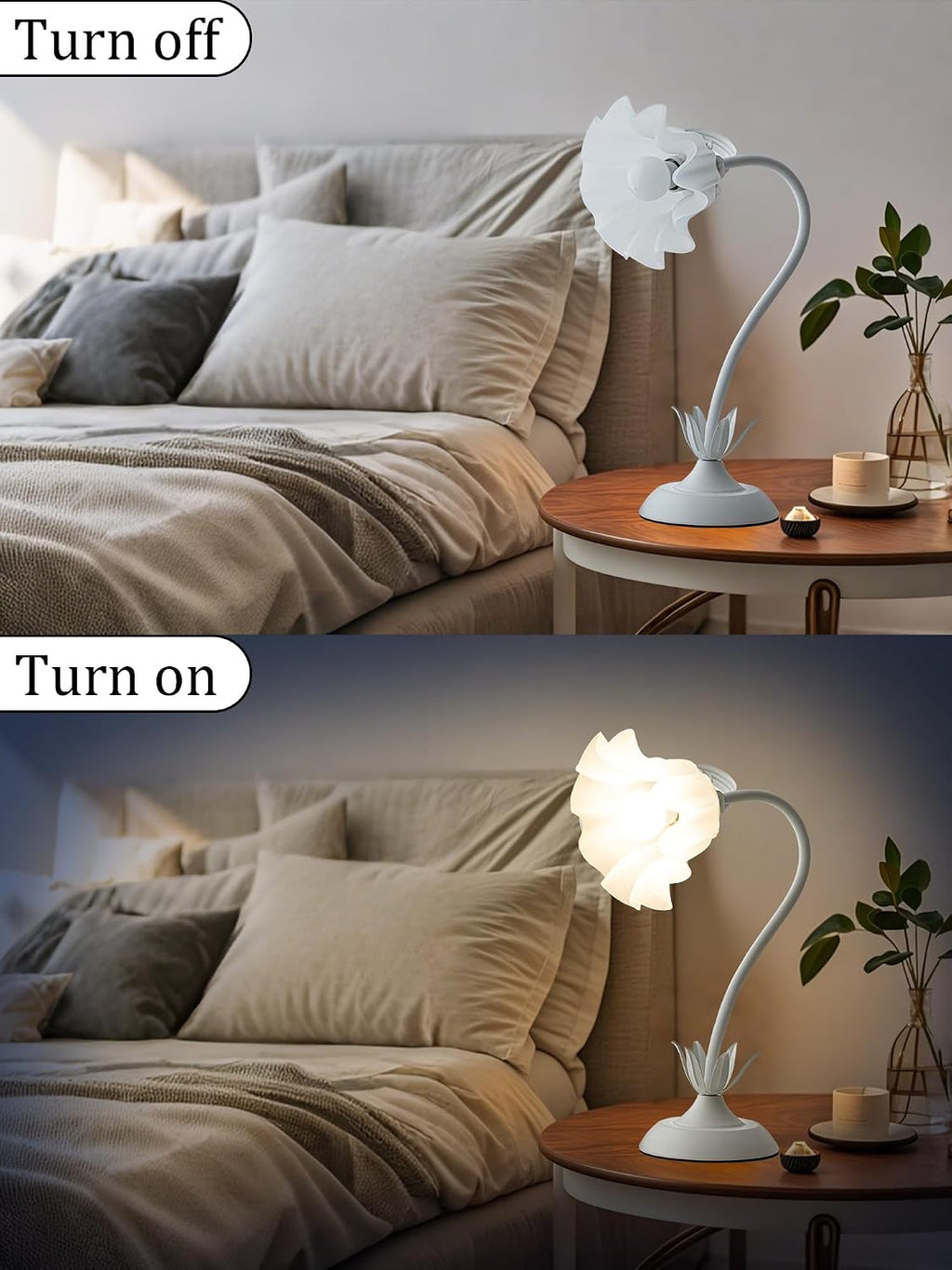 Aqdzcnf Flower Table Lamp, LED Reading Light Bedside Vintage Flower Night Light,3 Colors Modes Kawaii Bedside Lamps Decor, Living Room Bedroo…