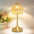Cordless Lotus Flower Table Lamp, 5200mAh Rechargeable Battery Operated Portable Lamp, 3-Color Dimmable Touch Control Small Desk Lamp for…