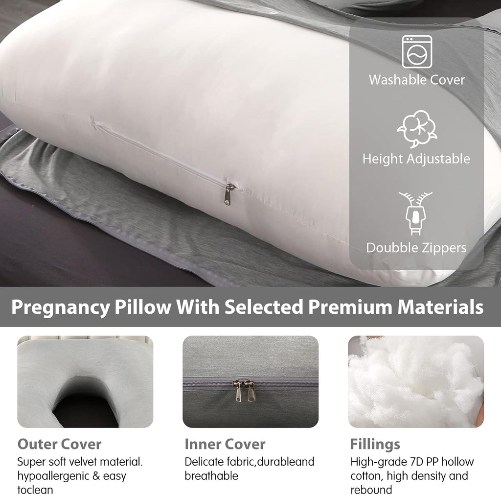 Elover Cooling Pregnancy Pillows for Sleeping, U Shaped Full Body Pillow with Removable Cover, Pregnant Women Must Haves, Maternity Essential,…