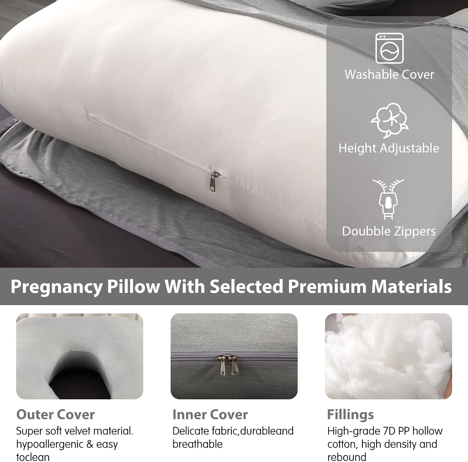 Elover Cooling Pregnancy Pillows for Sleeping, U Shaped Full Body Pillow with Removable Cover, Pregnant Women Must Haves, Maternity Essential,…