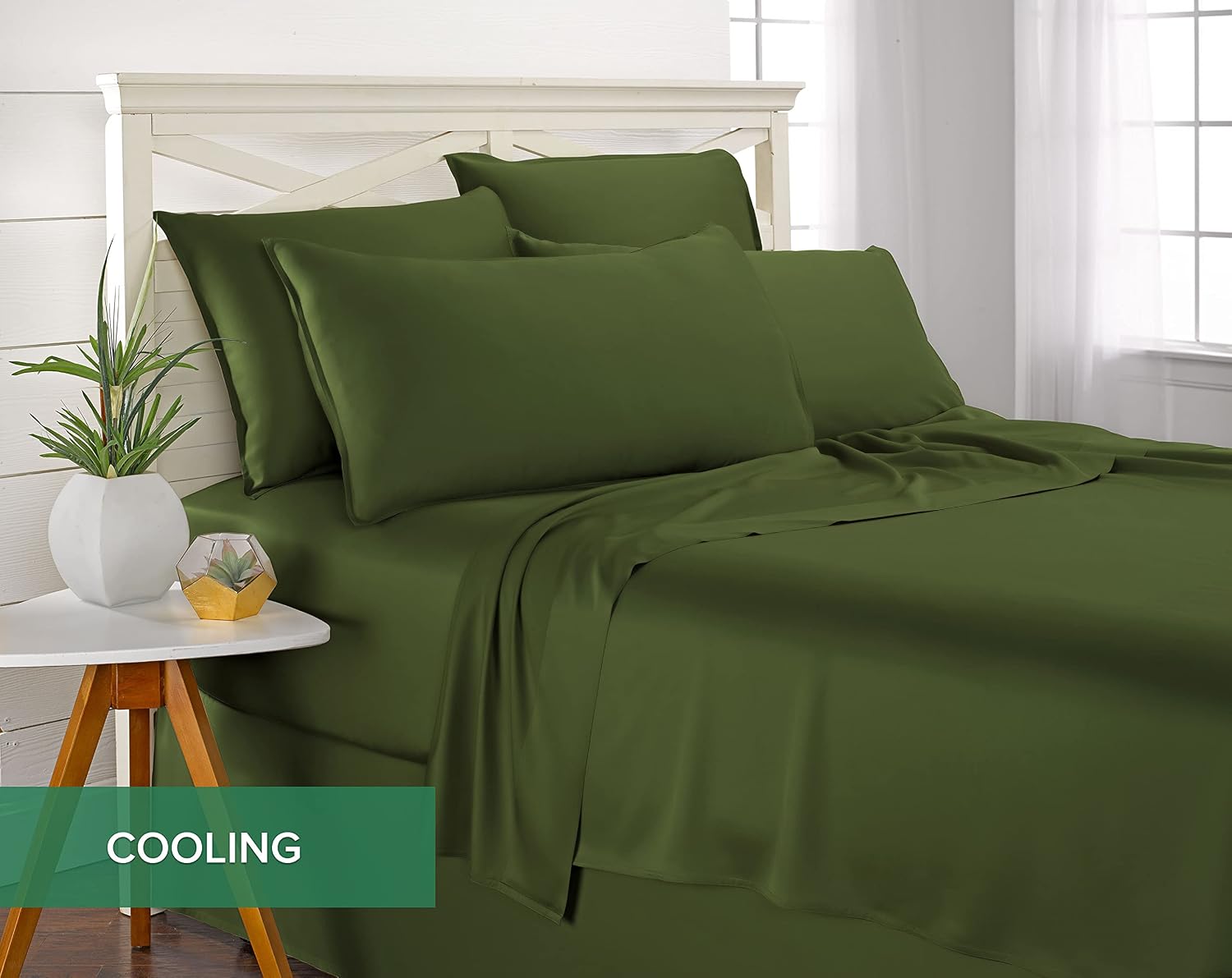 PureBamboo Pure Bamboo Split King Sheets, Genuine 100% Organic Viscose Derived from Bamboo Bed Sheet Set, Soft & Cooling, Double Stitching,…