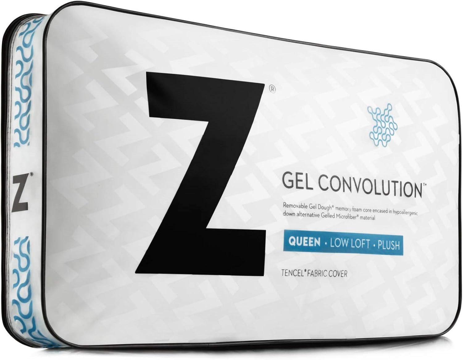 Z CONVOLUTION Pillow - Gel Infused DOUGH Memory Foam Core with GELLED MICROFIBER Fill - 3 Levels of Support - Standard - High Loft