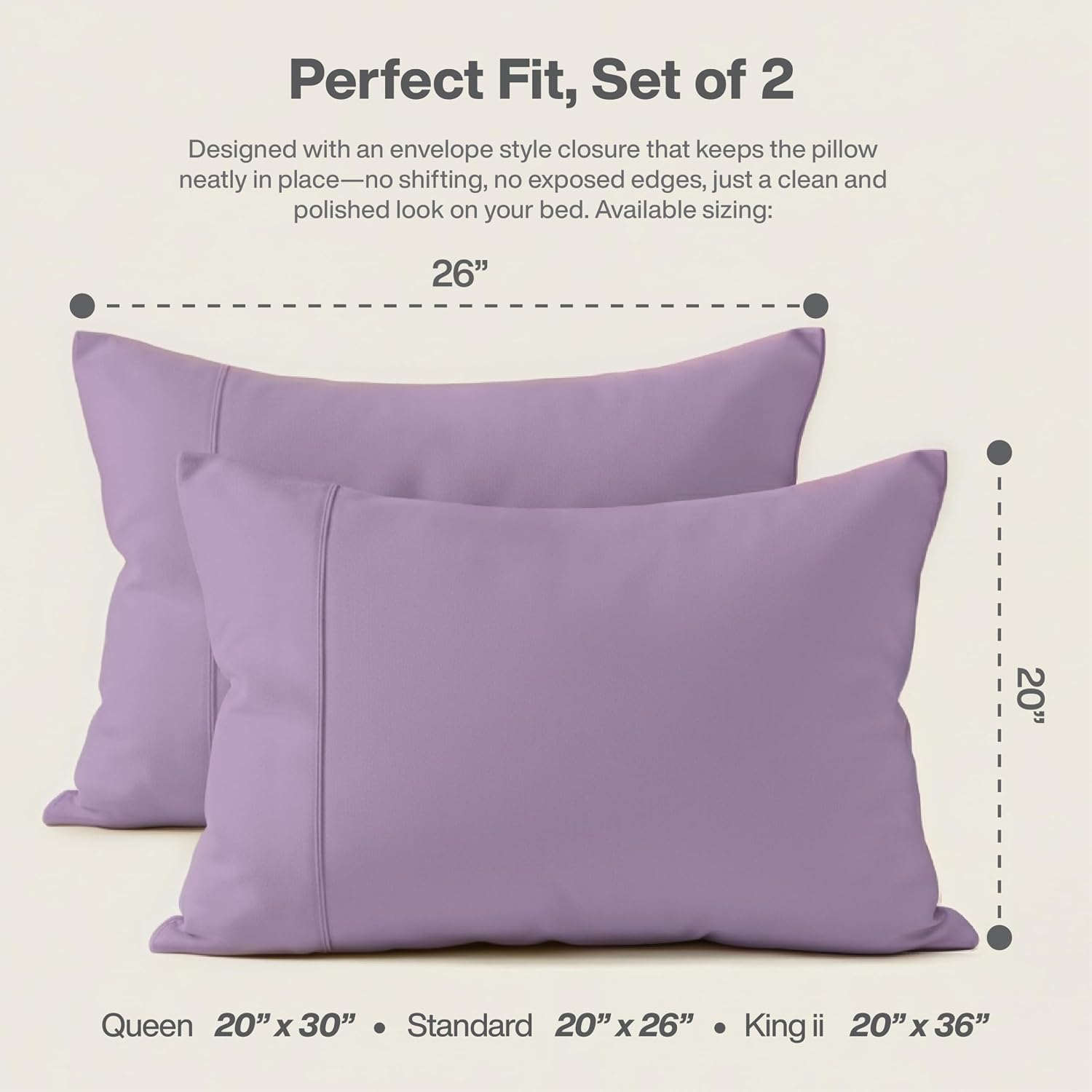Queensbay Standard Pillow Cases Set of 2, Microfiber Cooling Pillowcases, Soft Breathable Envelope Closure Pillow Covers, Wrinkle Free Easy…