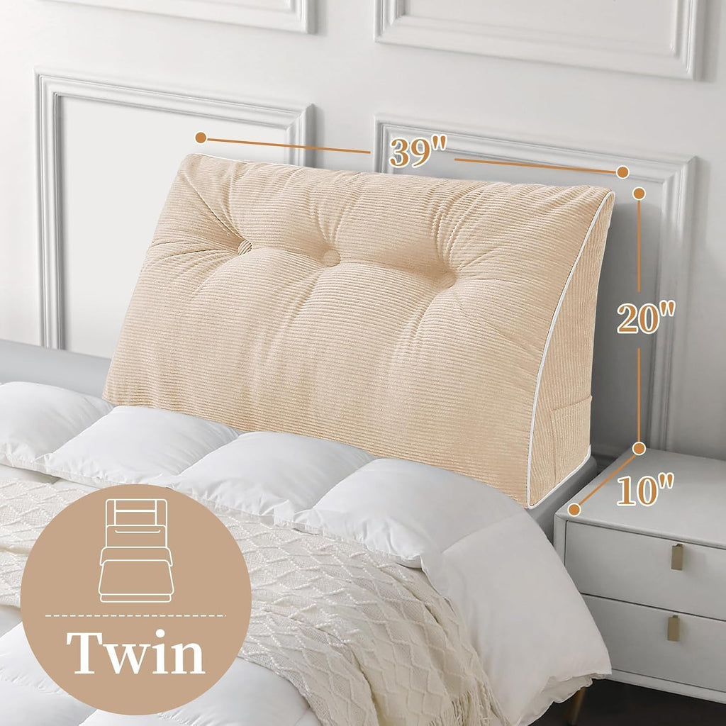 Sasttie Headboard Pillow Twin/Twin XL, Wedge Pillow Headboard for Dorm, Triangular Daybed Backrest Cushion for Sitting or Reading in Bed, w…