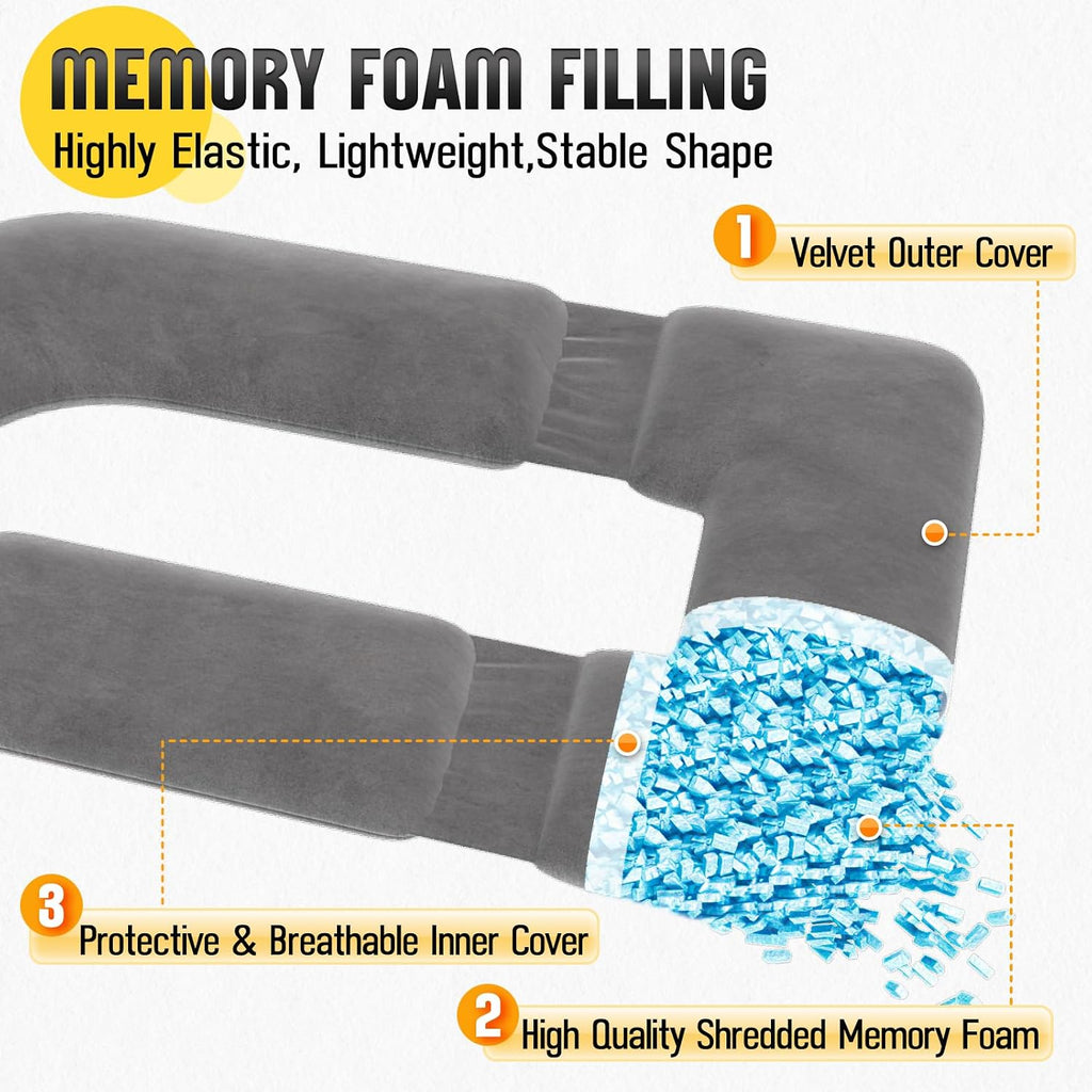 Shredded Memory Foam Body Pillow, Pregnancy Pillows for Sleeping, Maternity Pillow for Pregnant Women, Memory Foam Filling U Shaped Body…
