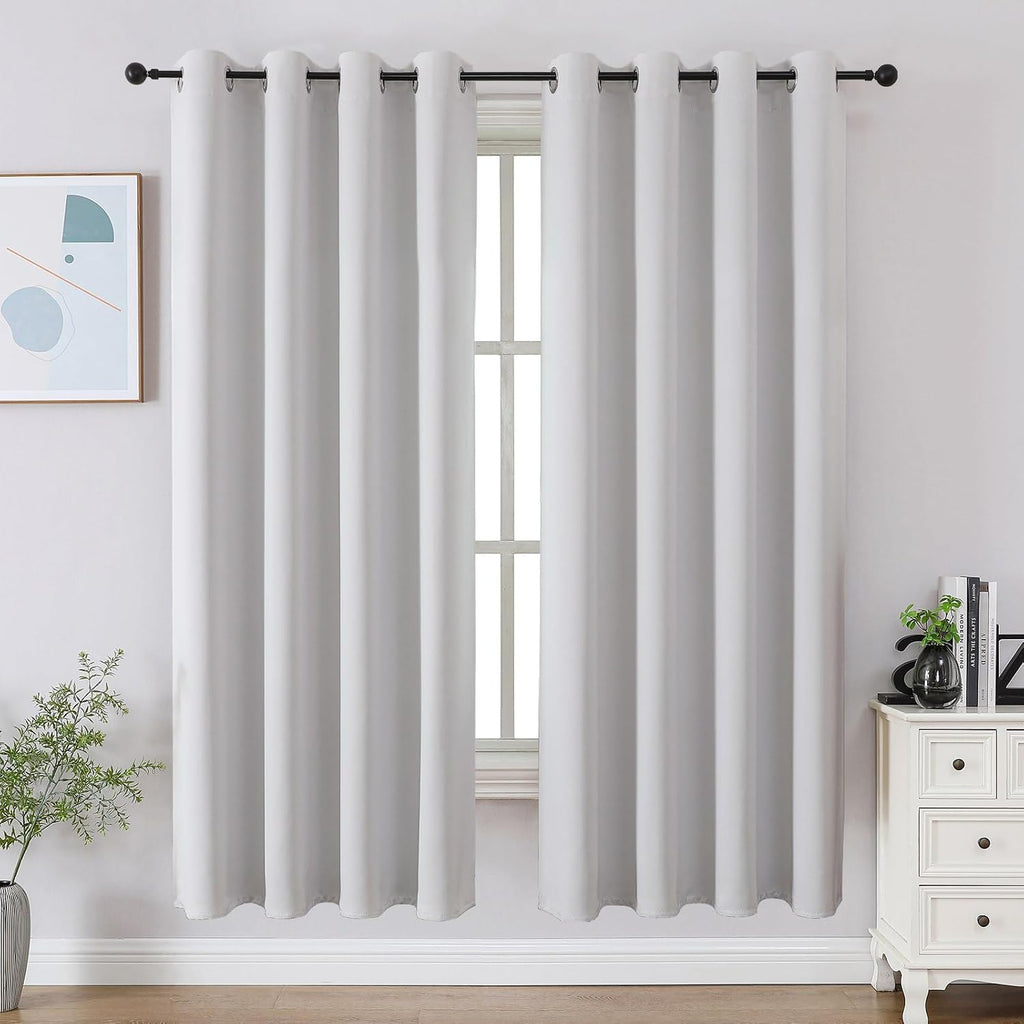 Cucraf Blackout Curtains 63 inch Length 2 Panels Set, Room Darkening Drapes for Living Room Bedroom, Thermal Insulated Light Blocking Gromm…