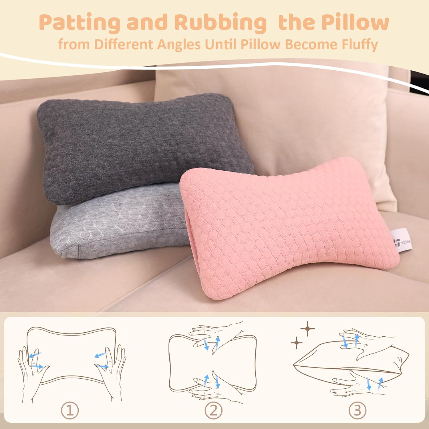 vocheer Small Pillows for Sleeping, 11"x 7" Mini Travel Pillow, Tiny Pillows for Neck, Wrist, Lumbar and Knee, Pets Pillow, Cotton…
