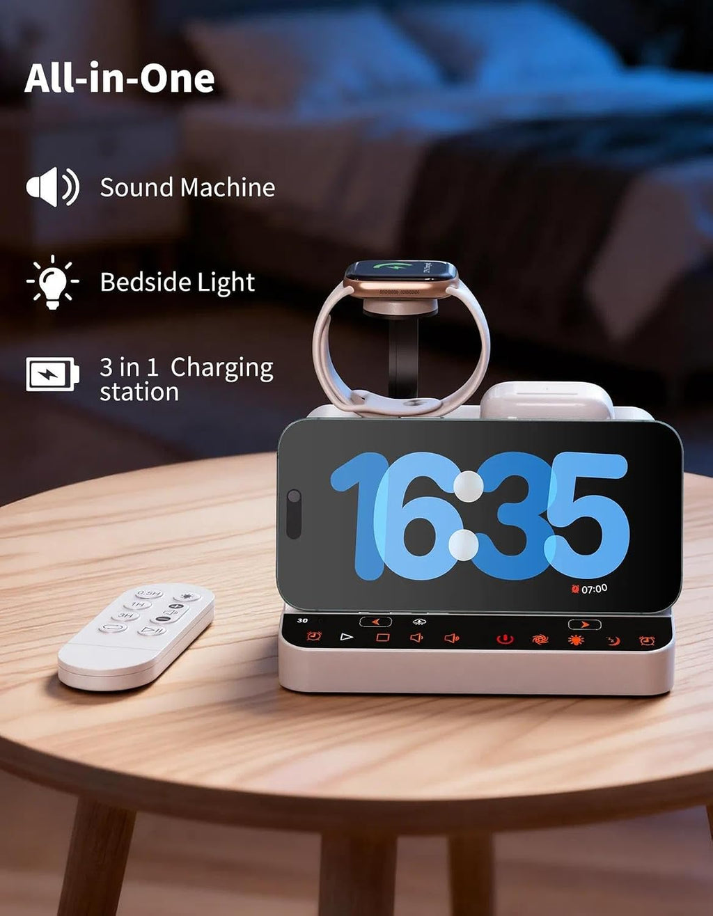 Myplus White Noise Machine, 10 Soothing Sounds Sleep Sound Machine with 15W Wireless Charging Station, 7-Color RGB Night Light, Remote for…