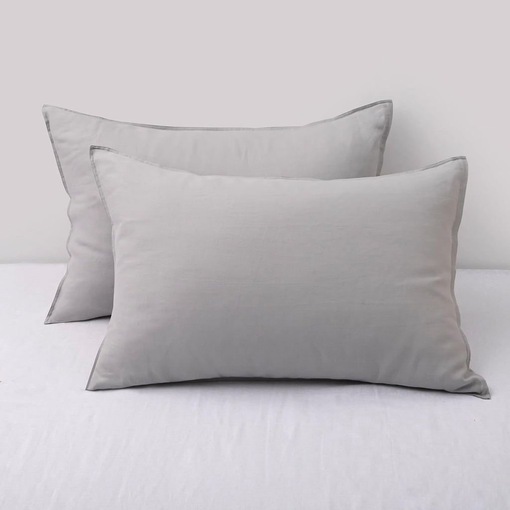 Chuffed Linen Pillowcases 2 Pack 100% Linen Standard Pillow Cases, Breathable and Cooling Washed Pillowshams with Zipper Closure, 20x30 Inc…