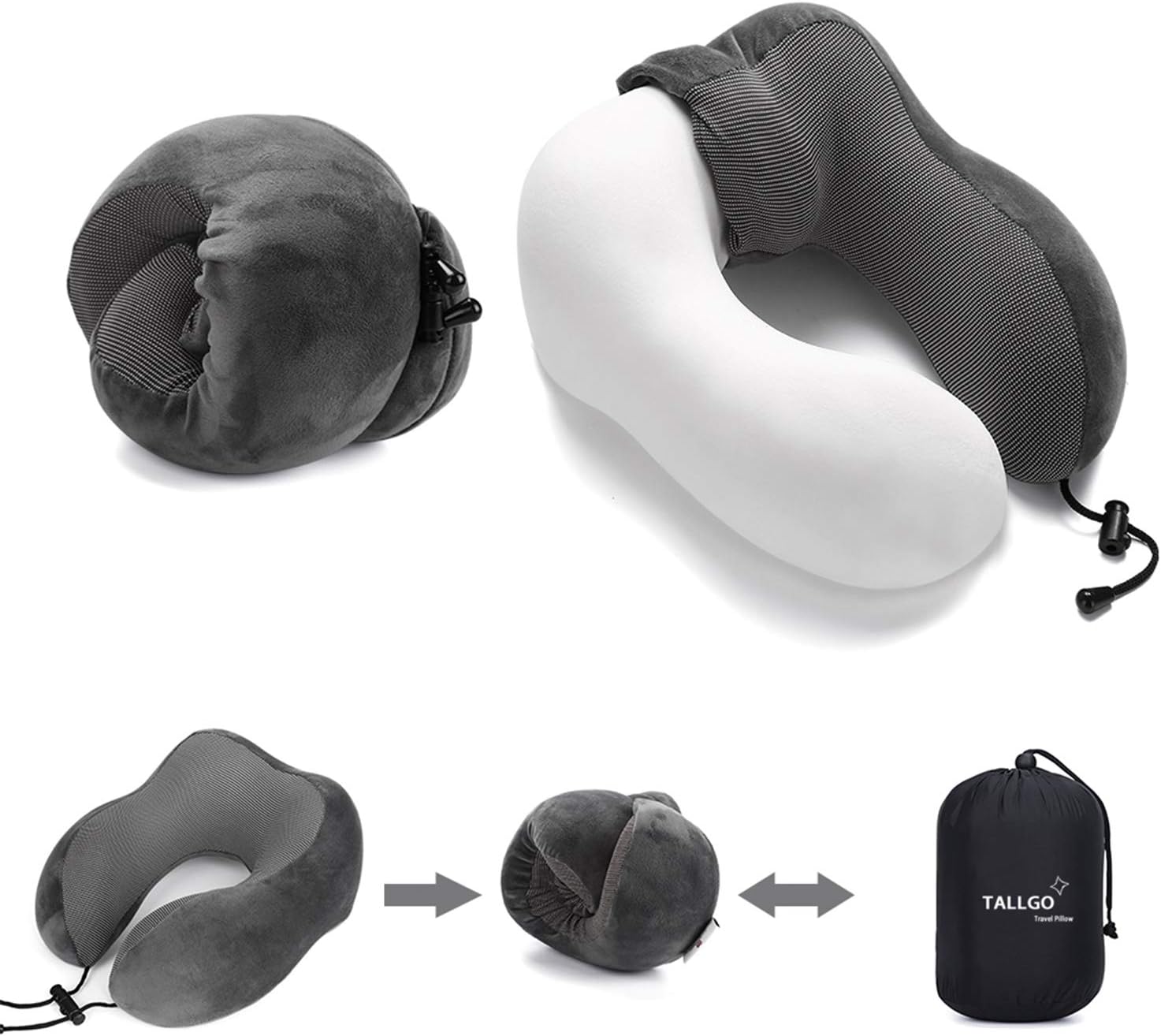 TALLGONeckPillowAlwaysHere TALLGO Travel Pillow, Memory Foam Neck Pillow Head Support Soft Pillow for Sleeping Rest, Airplane Car & Home Us…