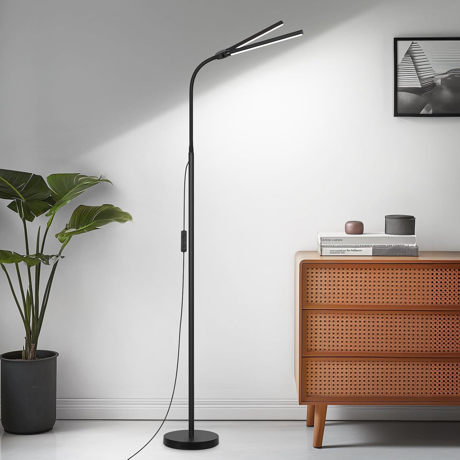 LED Floor Lamp, 18W/2000LM Bright Reading Floor Lamp for Office with Double Head, Adjustable Gooseneck Dimmable Modern Standing Light for…