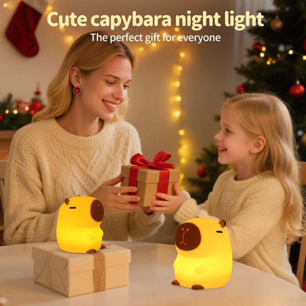Daixinde Capybara Night Light Squishy, 50Hrs Nursery Night Light, Touch Control 2 Brightness, 30Min Auto-Off, Rechargeable Bedside Lamp for…