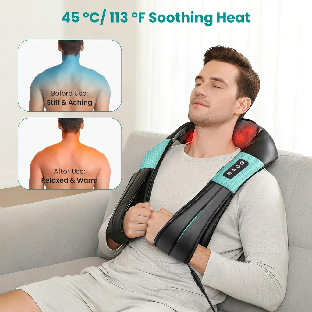 Nekteck Shiatsu Neck Massager with Heat for Deep Tissue, 2026 Upgraded 3D Back Shoulder Kneading Massage Pillow, Body Muscle Relaxation Too…