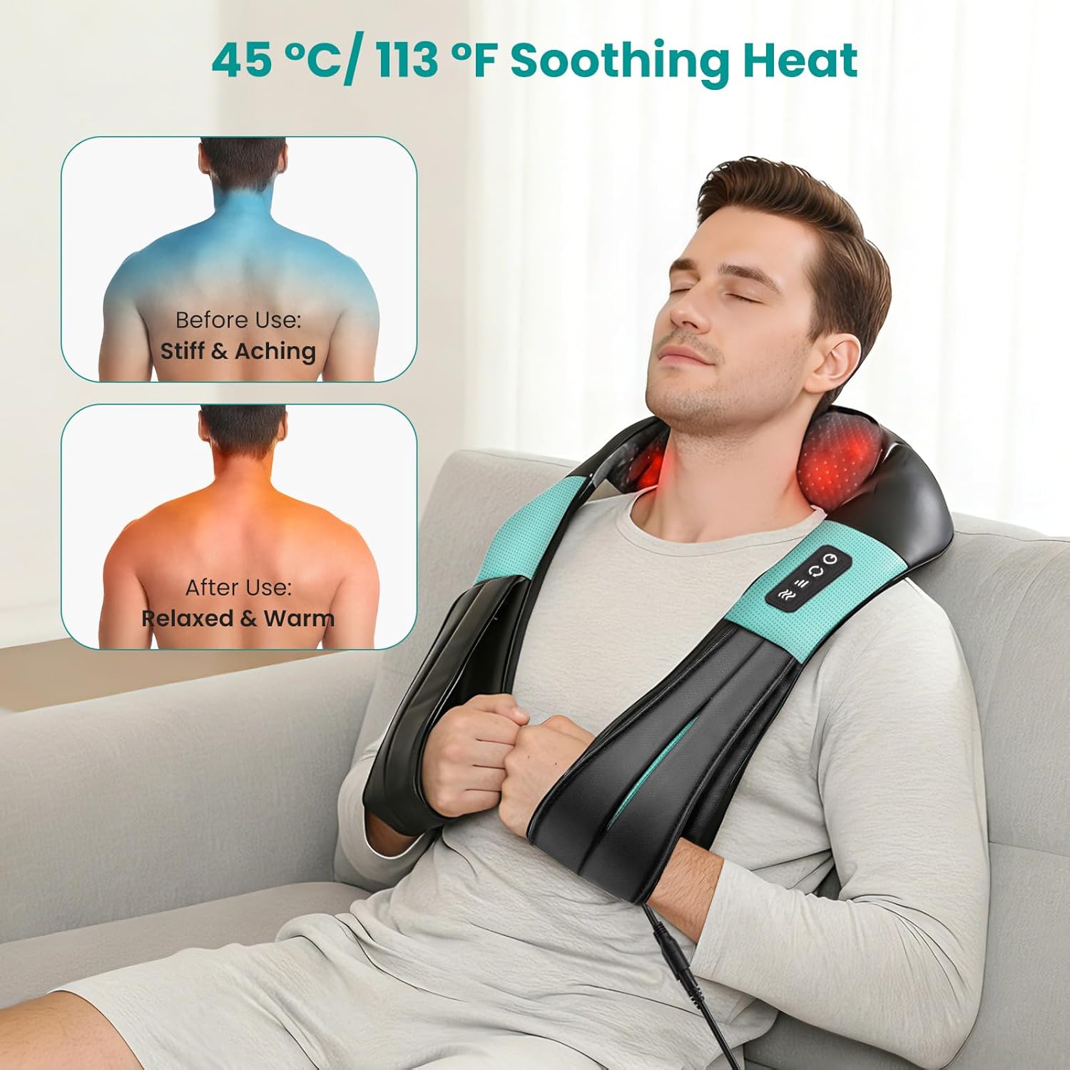 Nekteck Shiatsu Neck Massager with Heat for Deep Tissue, 2026 Upgraded 3D Back Shoulder Kneading Massage Pillow, Body Muscle Relaxation Too…