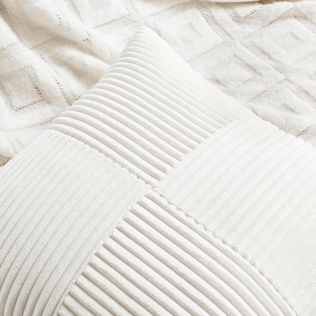 Fancy Homi 2 Packs Cream White Euro Decorative Throw Pillow Covers 28x28 Inch for Couch Bed Sofa, Farmhouse Boho Home Decor, Soft Corss…