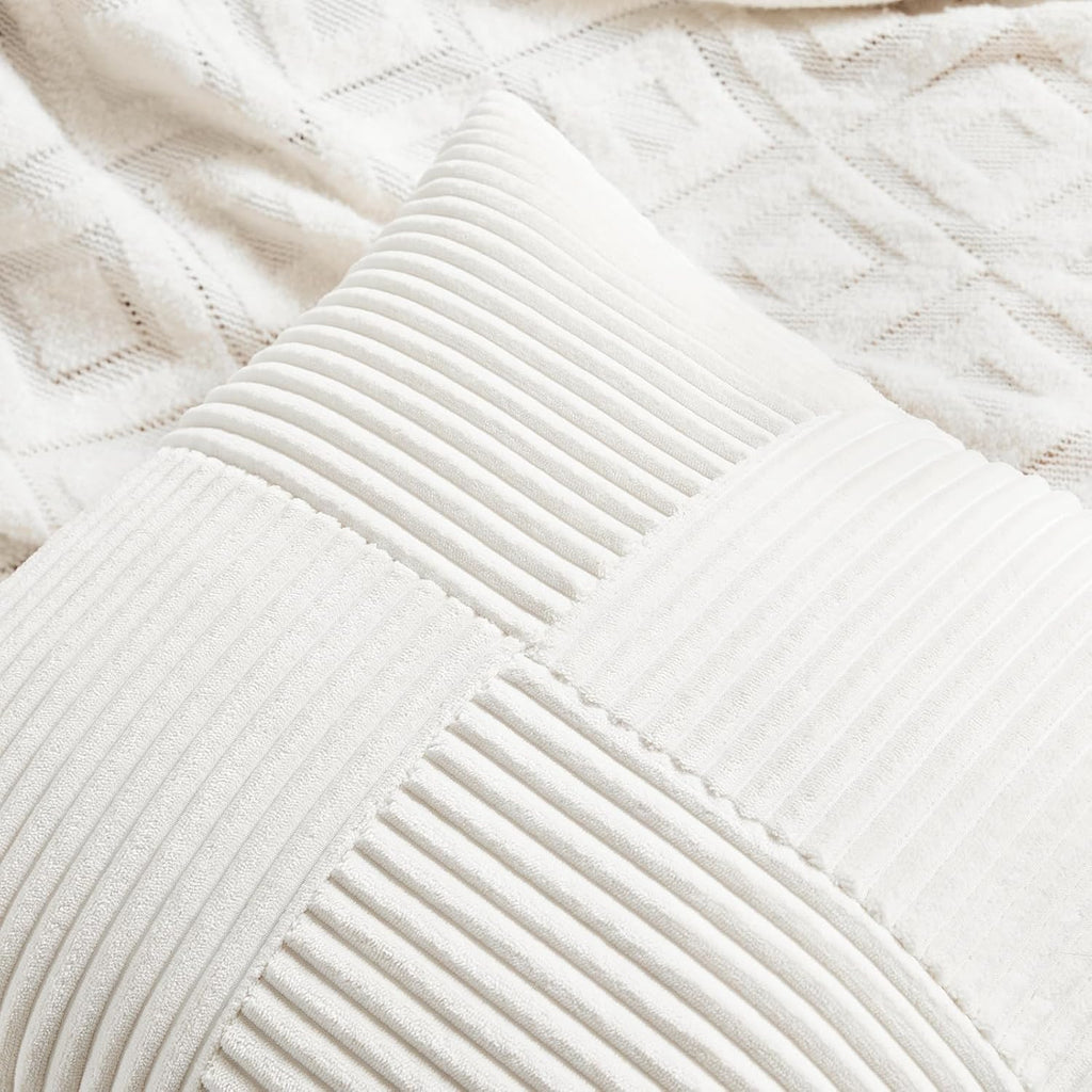 Fancy Homi 2 Packs Cream White Decorative Throw Pillow Covers 16x16 Inch for Living Room Couch Bed Sofa, Rustic Farmhouse Boho Home…