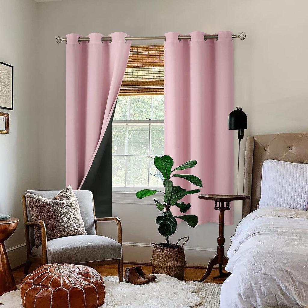 BGment Baby Pink 100% Blackout Curtains for Nursery Bedroom 72 Inch Length 2 Panels, Thermal Insulated Full Light Blocking Grommet Noise Ca…