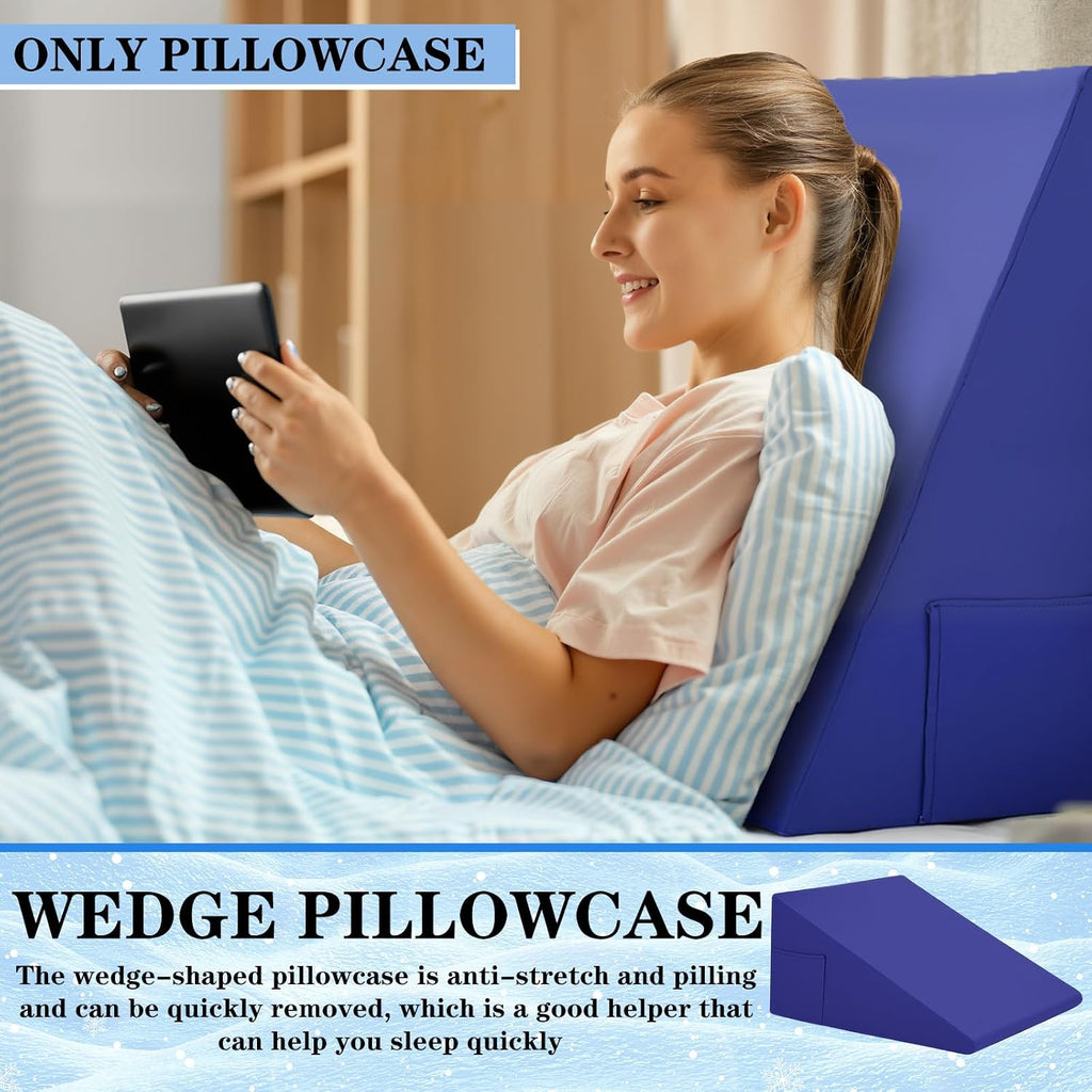 HunnmingRe 25"x25"x8" Cooling Bed Wedge Pillow Case Cover (Only Pillow Case) Wedge Pillowcase Protector with Zipper Soft Breathable Cool Pi…
