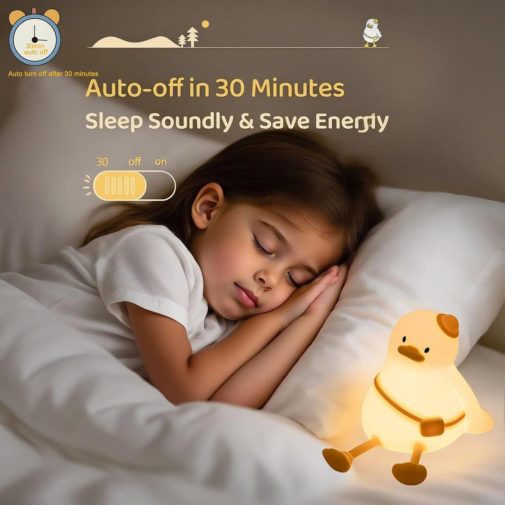 Duck Night Light for Kids 3 Levels Dimmable Silicone Animal Nursery Light, Adorable Rechargeable 30min Timmer Novelty Bedside Touch…