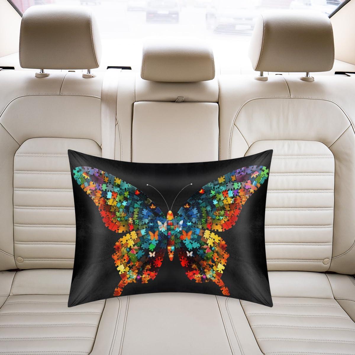 Color Animal Butterfly Autism Satin Pillowcase for Hair and Skin Soft Silk Pillow Cases with Envelope Closure Cooling Pillow Case Slip…