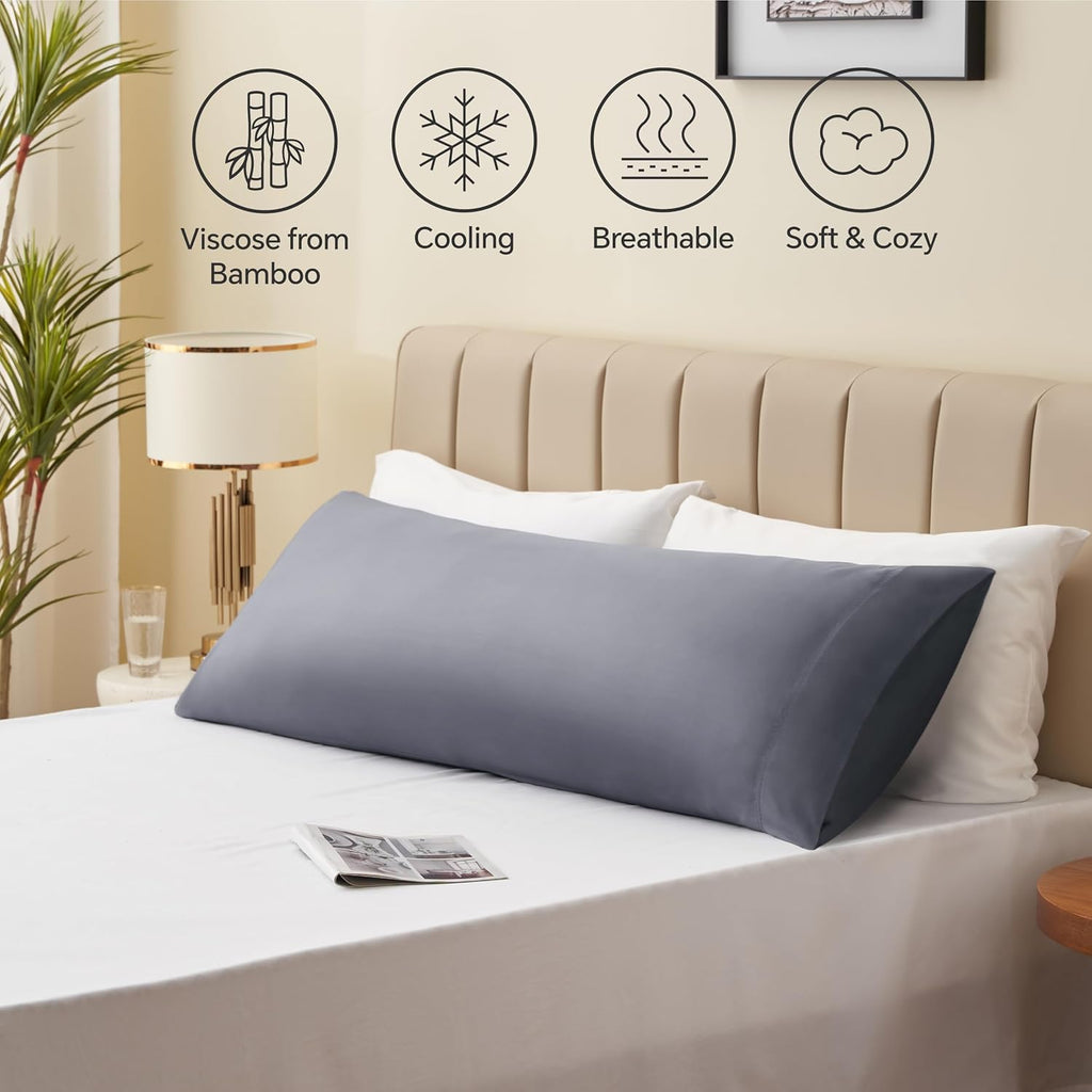 Bedelite Body Pillow Cover, Rayon Made from Bamboo, Cooling Body Pillow Pillowcase for Hot Sleepers and Night Sweats, Breathable & Silky So…
