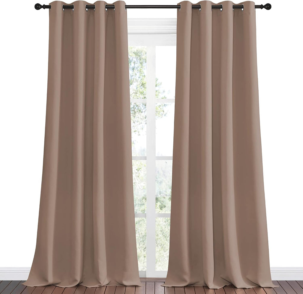 Nicetown Bedroom Blackout Curtains and Drapes, Set of 2, 55 by 108 Inch, Cappuccino, Window Treatment Thermal Insulated Solid Grommet Black…
