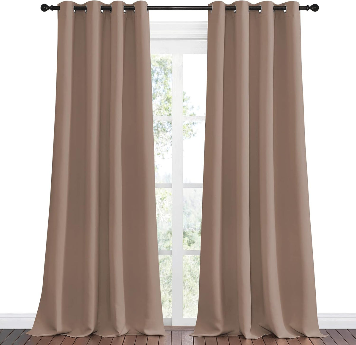 Nicetown Bedroom Blackout Curtains and Drapes - Window Treatment Thermal Insulated Solid Grommet Blackout Draperies for Bedroom (Set of 2 P…