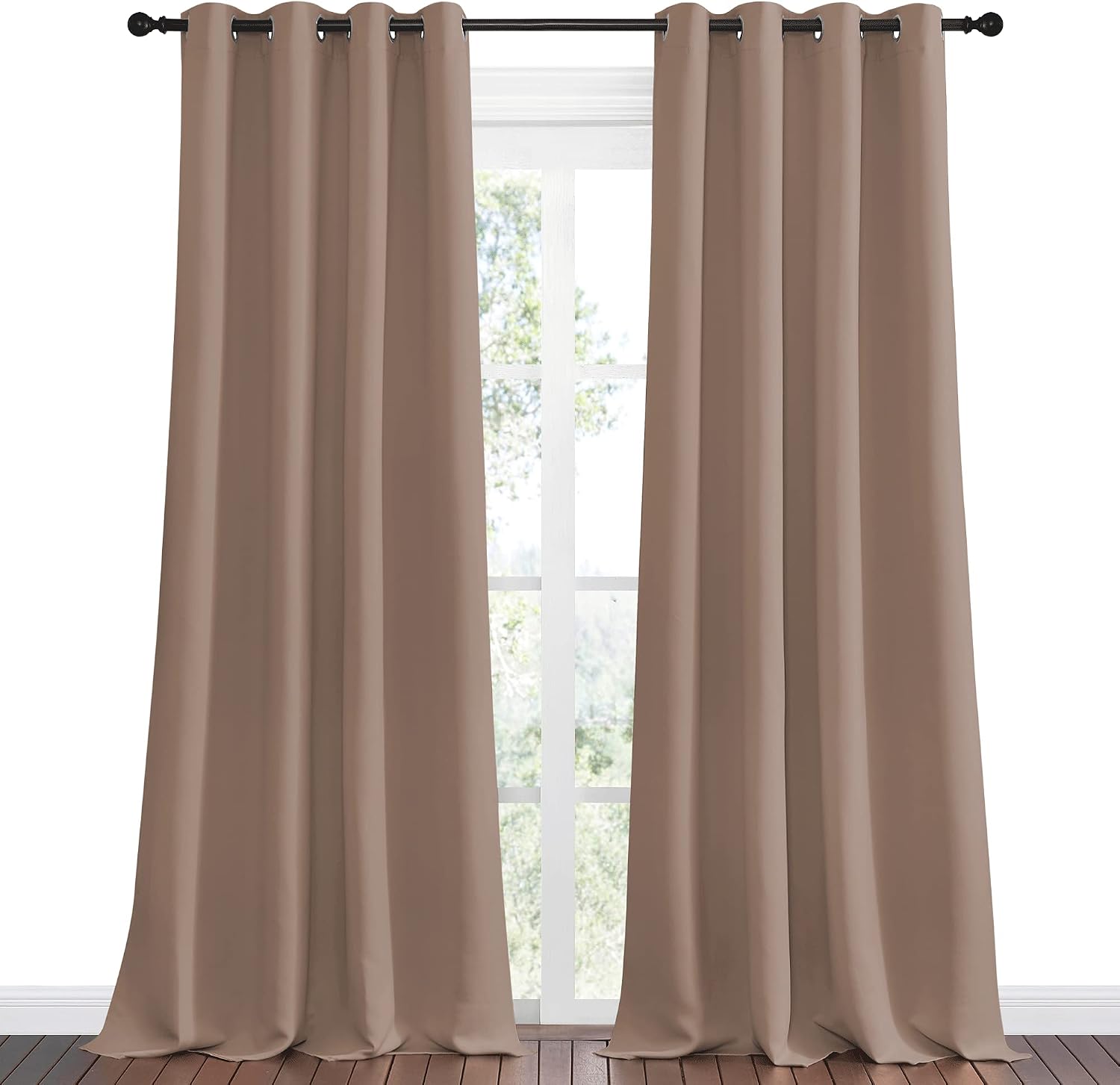 Nicetown Bedroom Blackout Long Curtains and Drapes, Set of 2, 55 by 120 Inch, Cappuccino, Window Treatment Thermal Insulated Solid Grommet…