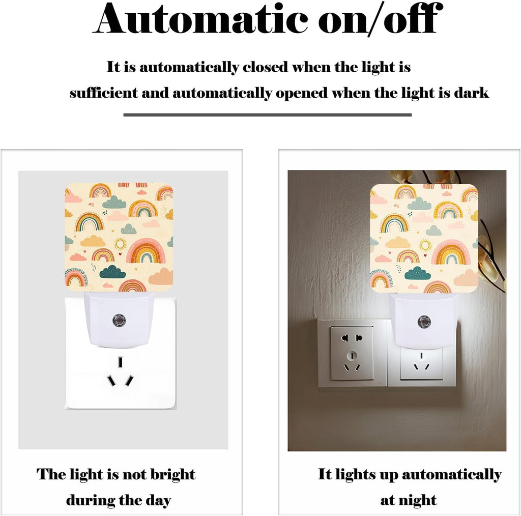 Cartoon Rainbow Night Light, Plug-in Night Lights with Dusk-to-Dawn Sensor for Stairway, Hallway, Bedroom Sleep Friendly Ideal for…