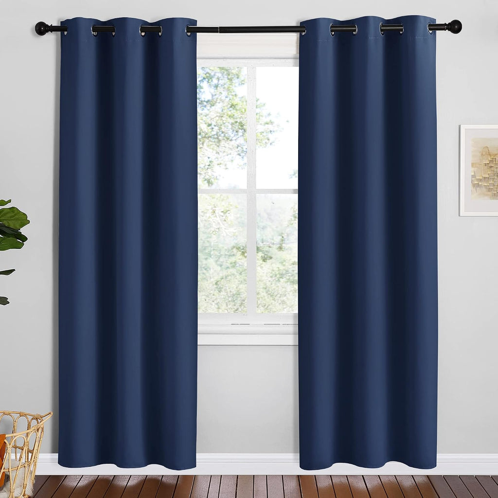 NICETOWN Blackout Draperies Curtains, Navy, 1 Pair, 42 x 78 inches, All Season Thermal Insulated Solid Grommet Top Blackout…