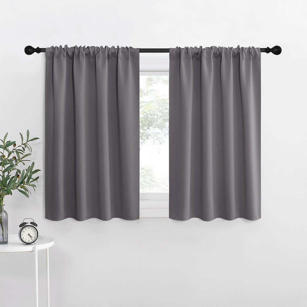 NICETOWN RV Bunk Curtains, Grey Kitchen Window Curtains Over Sink, Thermal Insulated Rod Pocket Blackout Blinds & Drapes for Small…