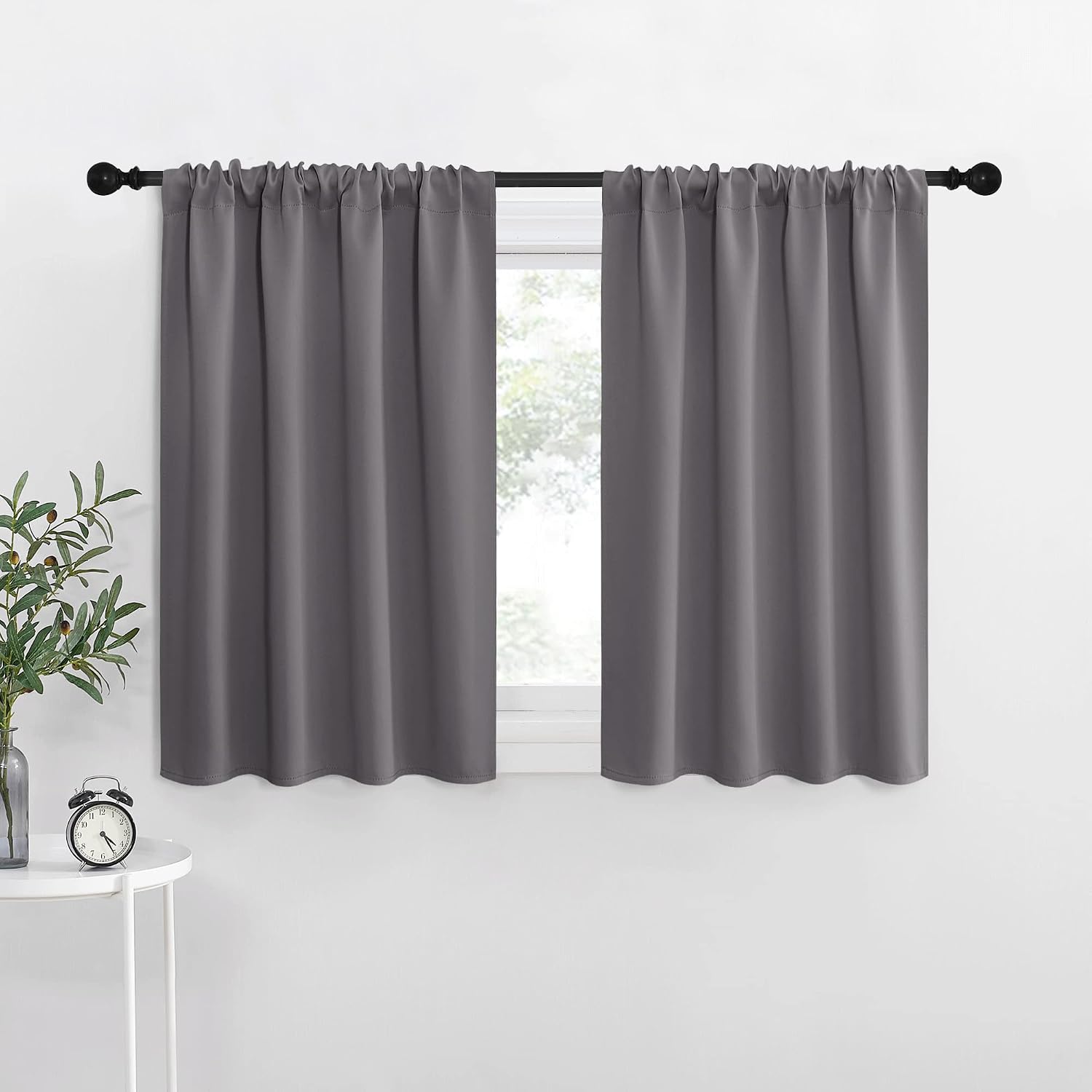 NICETOWN RV Bunk Curtains, Grey Kitchen Window Curtains Over Sink, Thermal Insulated Rod Pocket Blackout Blinds & Drapes for Small…