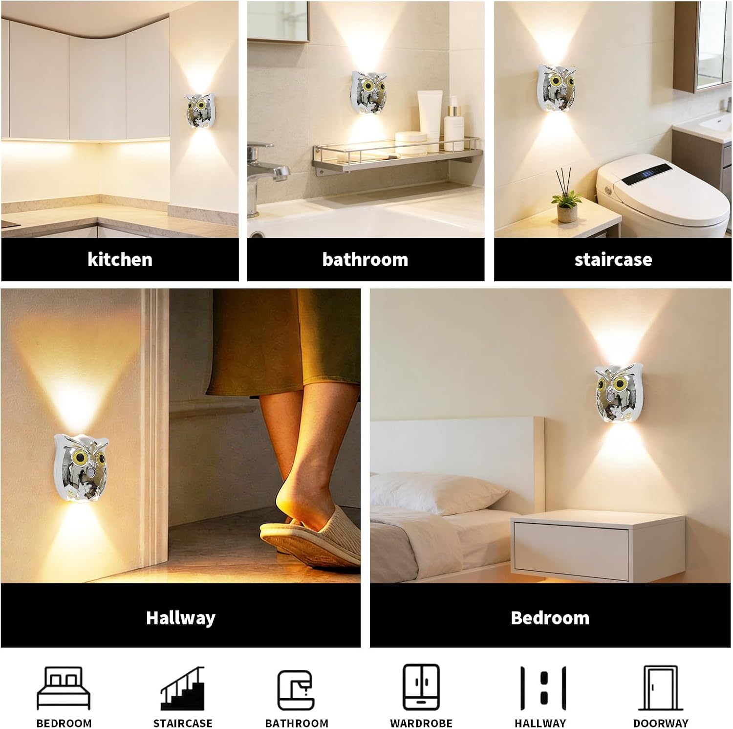 Motion Sensor Night Light: 1200mAh Rechargeable Wall Sconce 2pcs Magnetic Stair Lights Indoor Wireless Wall Sconces Night Light for…
