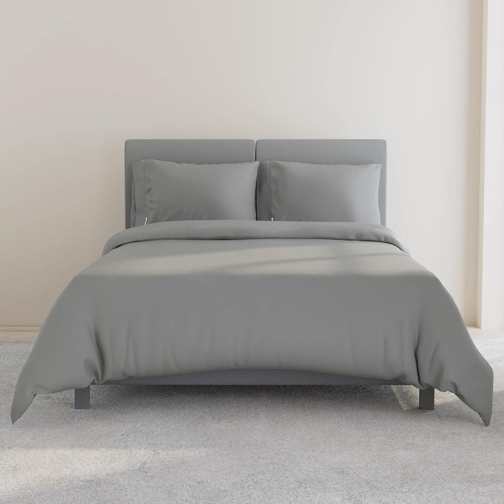 QuickZip Sateen Pillow Case Standard/Queen Size (20” X 32”) Pillowcases, Set of 2, 100% Cotton Pillow Covers with Envelope Closure, Slate…