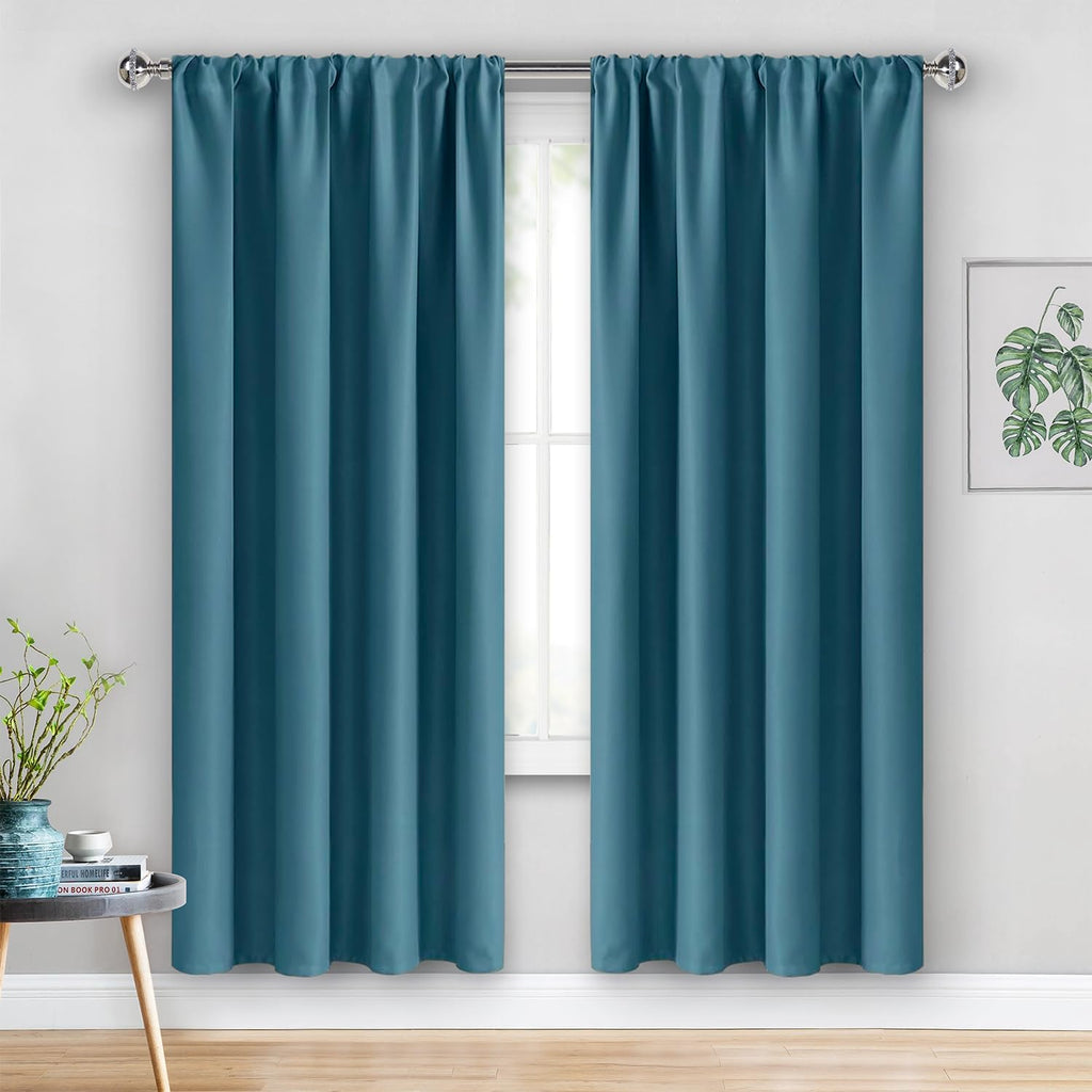 Jiuzhen Blackout Curtains for Bedroom– Thermal Insulated, Noise Reducing Room Darkening Rod Pocket Curtains for Living Room, Set of 2 Panels…