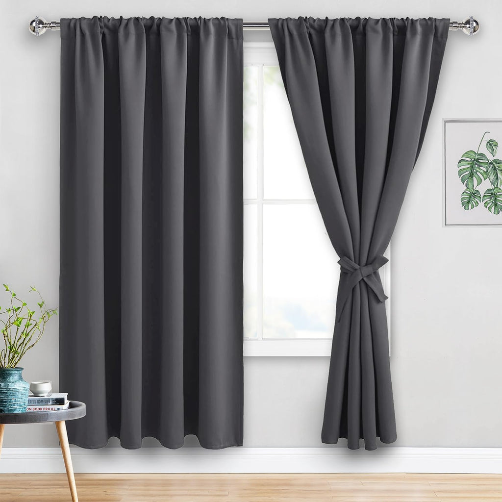 Jiuzhen Blackout Curtains for Bedroom - 60 Inch Extra Wide Thermal Insulated Room Darkening Privacy Soundproof Curtains for Living Room/Dor…