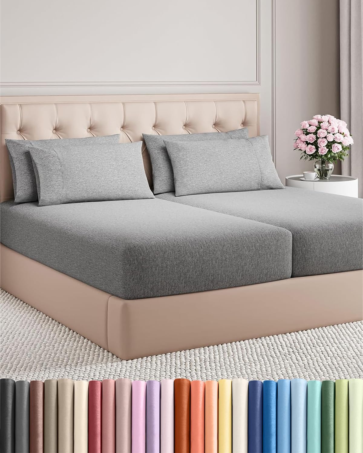 Split King 7 Piece Sheet Set - Comfy, Breathable & Cooling - Hotel Luxury Bedding for Women, Men, Kids, Teens and Children - 1 Flat & 2…