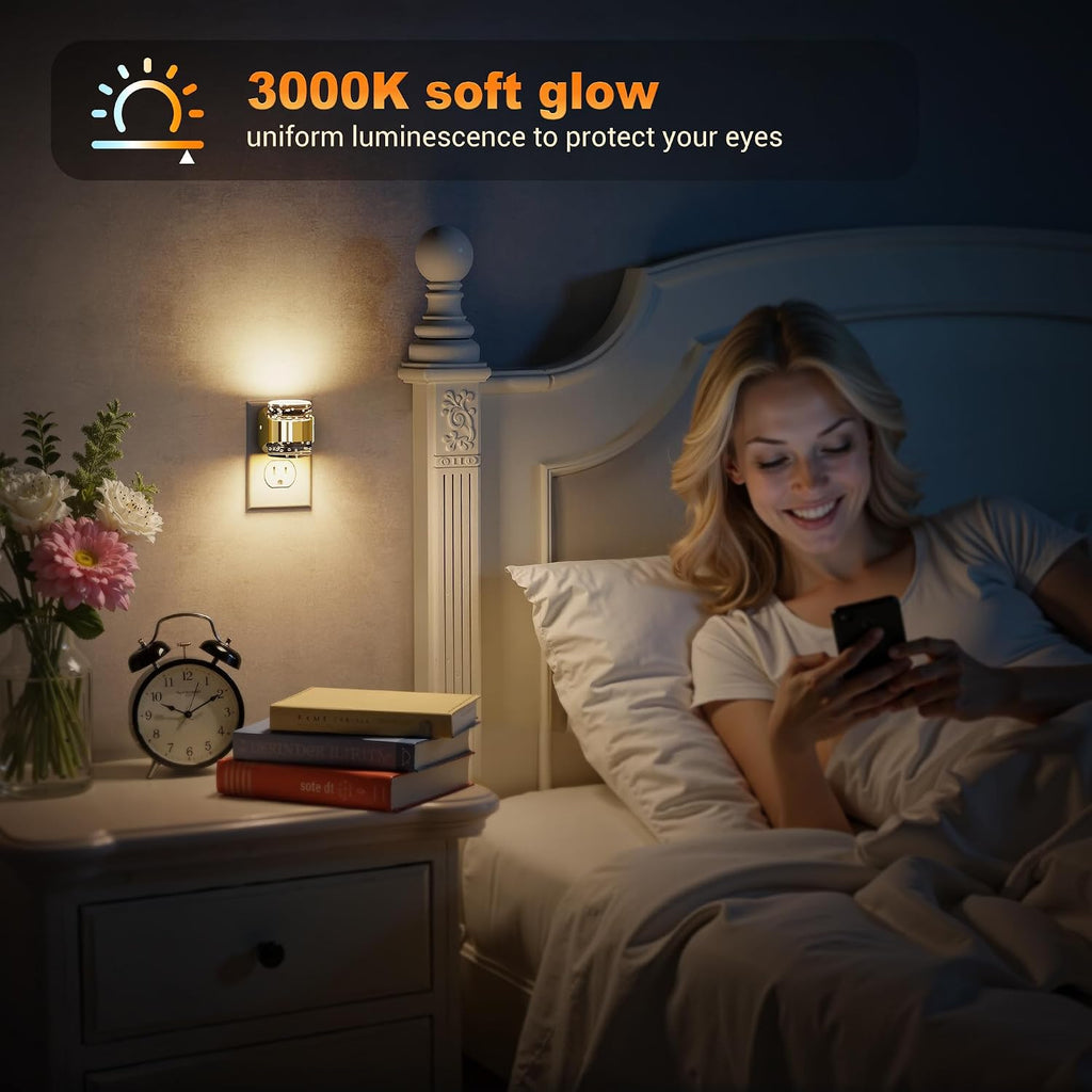 JandCase LED Night Light, Golden Bubble Night Lights Plug into Wall, [2 Pack]Night Light3000K/4000K/5000K & 3 Brightness Levels, Dimmable…