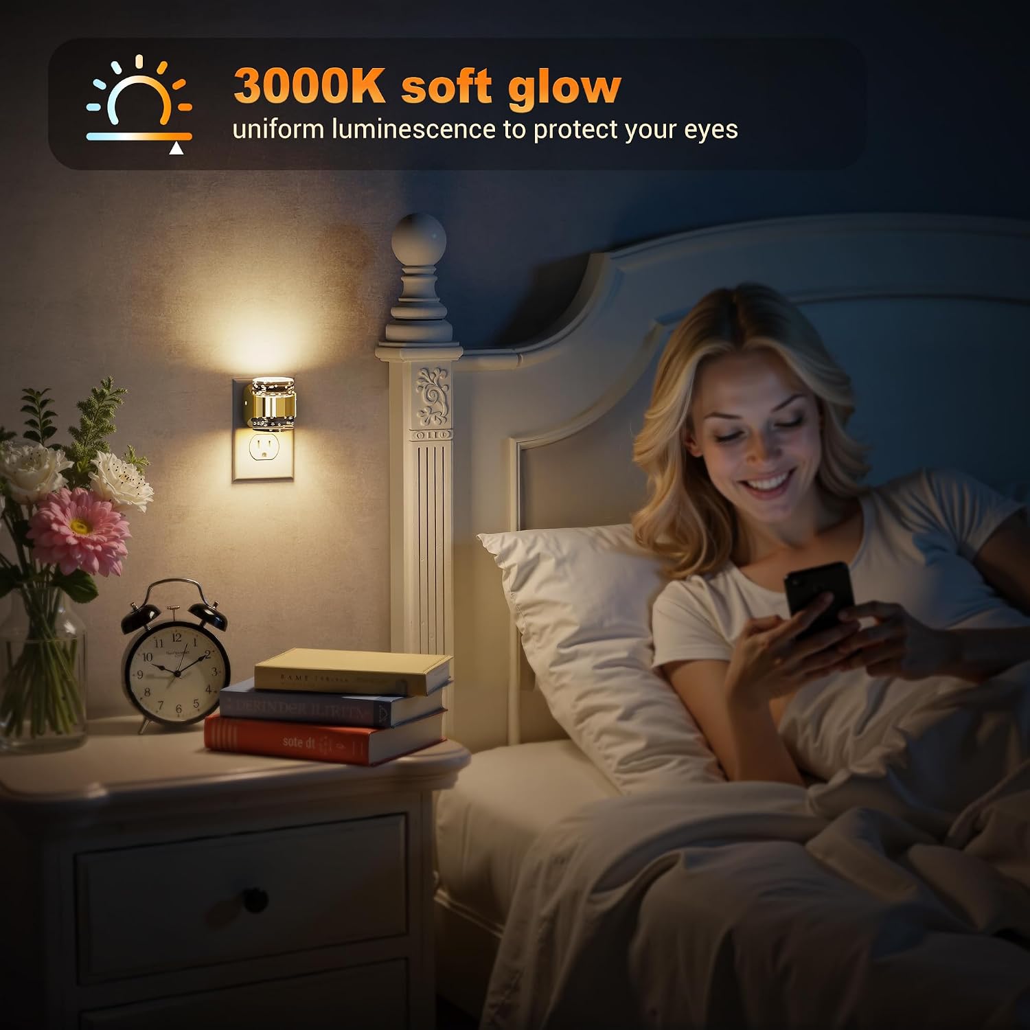 JandCase LED Night Light, Golden Bubble Night Lights Plug into Wall, [2 Pack]Night Light3000K/4000K/5000K & 3 Brightness Levels, Dimmable…