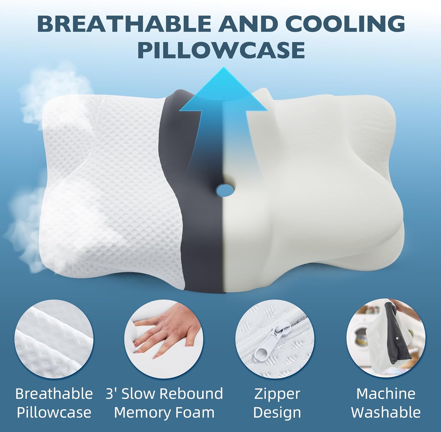 OrcalicRoomFurniture Cervical Neck Pillow for, Ergonomic Memory Foam Pillow for Sleeping, Orthopedic Bed Pillow Neck Support Pillow, Conto…