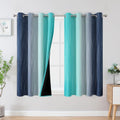 Estelartextiler Estelar Textiler Navy Blue and Teal Blackout Curtains 54 Inch Length, Full Light Blocking Gradient Grommet Drapes for Livin…