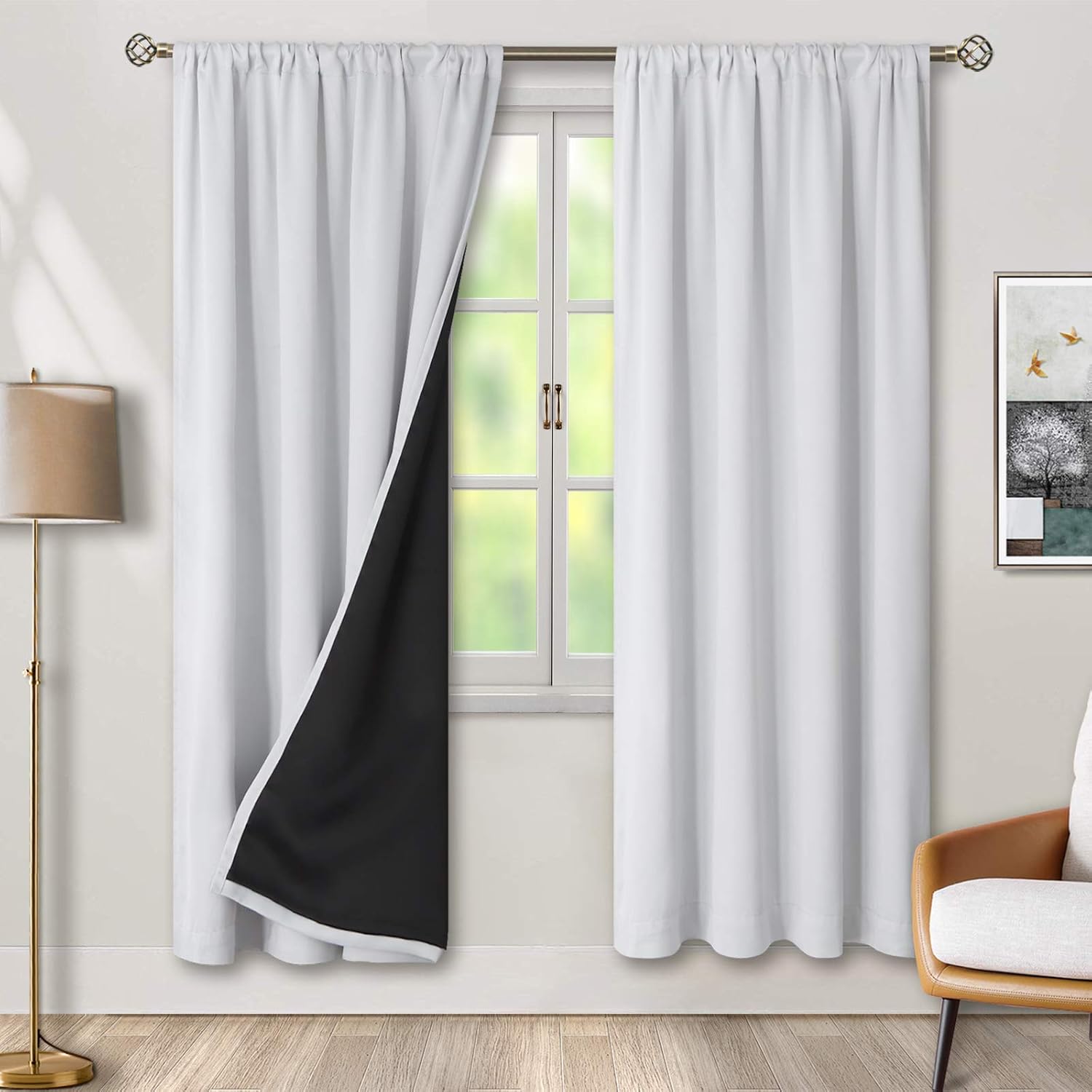 BGment Thermal Insulated 100% Blackout Curtains for Bedroom with Black Liner, Double Layer Full Room Darkening Noise Reducing Rod Pocket…