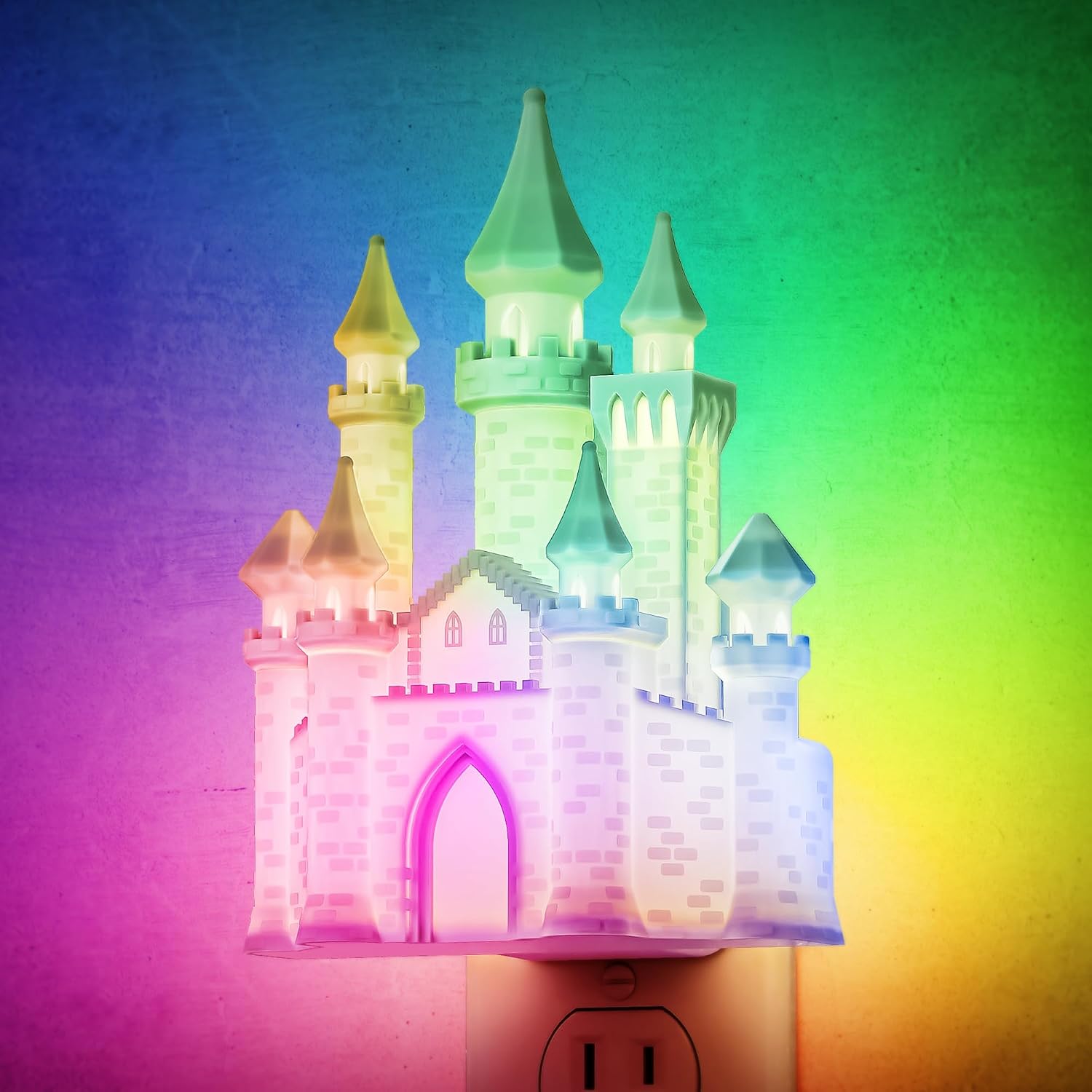 DORESshop Night Lights Plug into Wall,3D Printed Castle RGB Night Light,10-Color Change NightLight, 3 Level Brightness Adjustable…