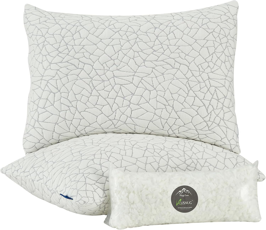 Shredded Memory Foam Pillow for Sleeping, Cooling Bed Pillows Queen Size Set of 2, Adjustable Soft and Firm Pillows or Side, Back…
