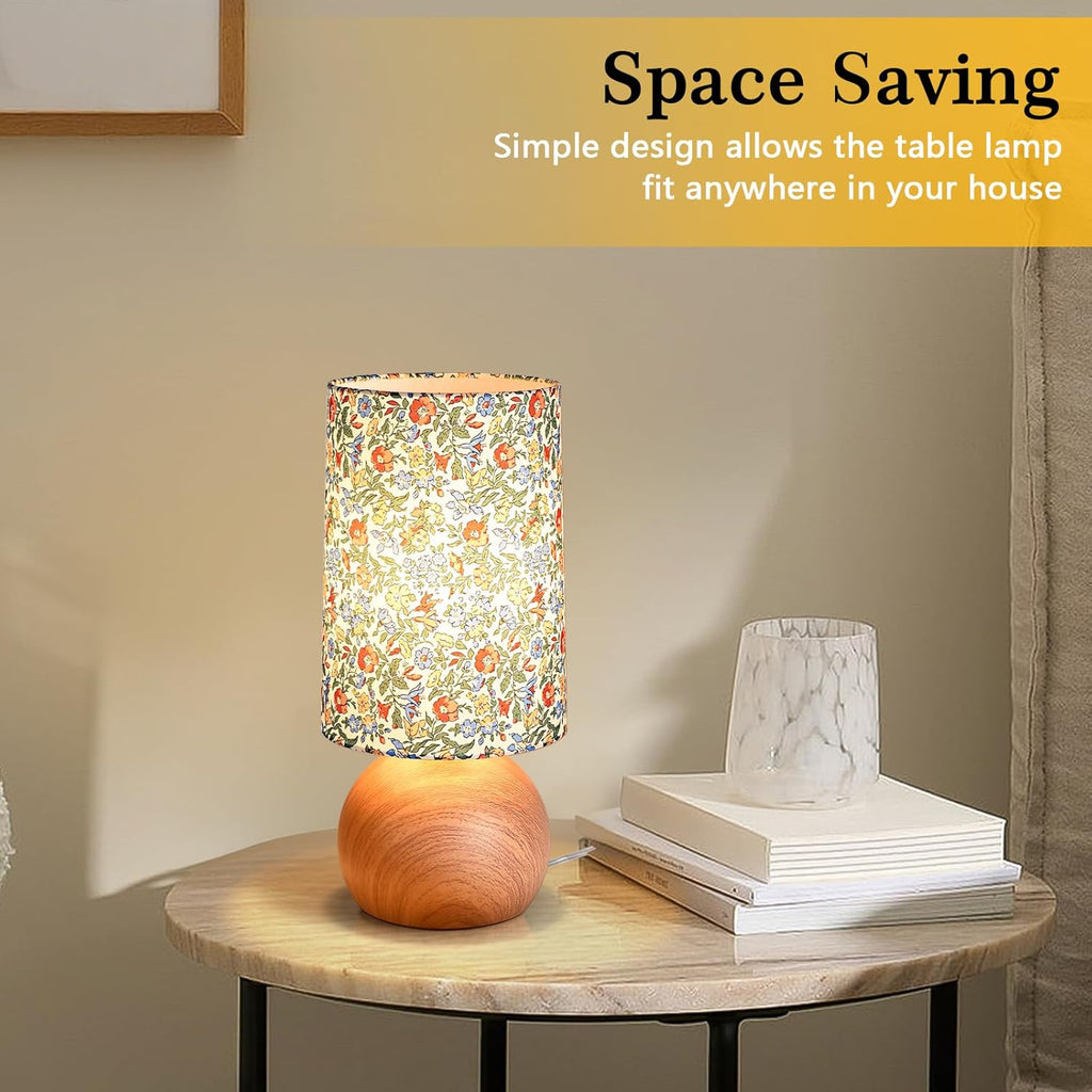 Ziqqeelam Flowers Cute Small Table Lamp, Boho Floral Table Lamps for Bedroom, Bedside Small Table Lamp for Small Space, Farmhouse Mini…