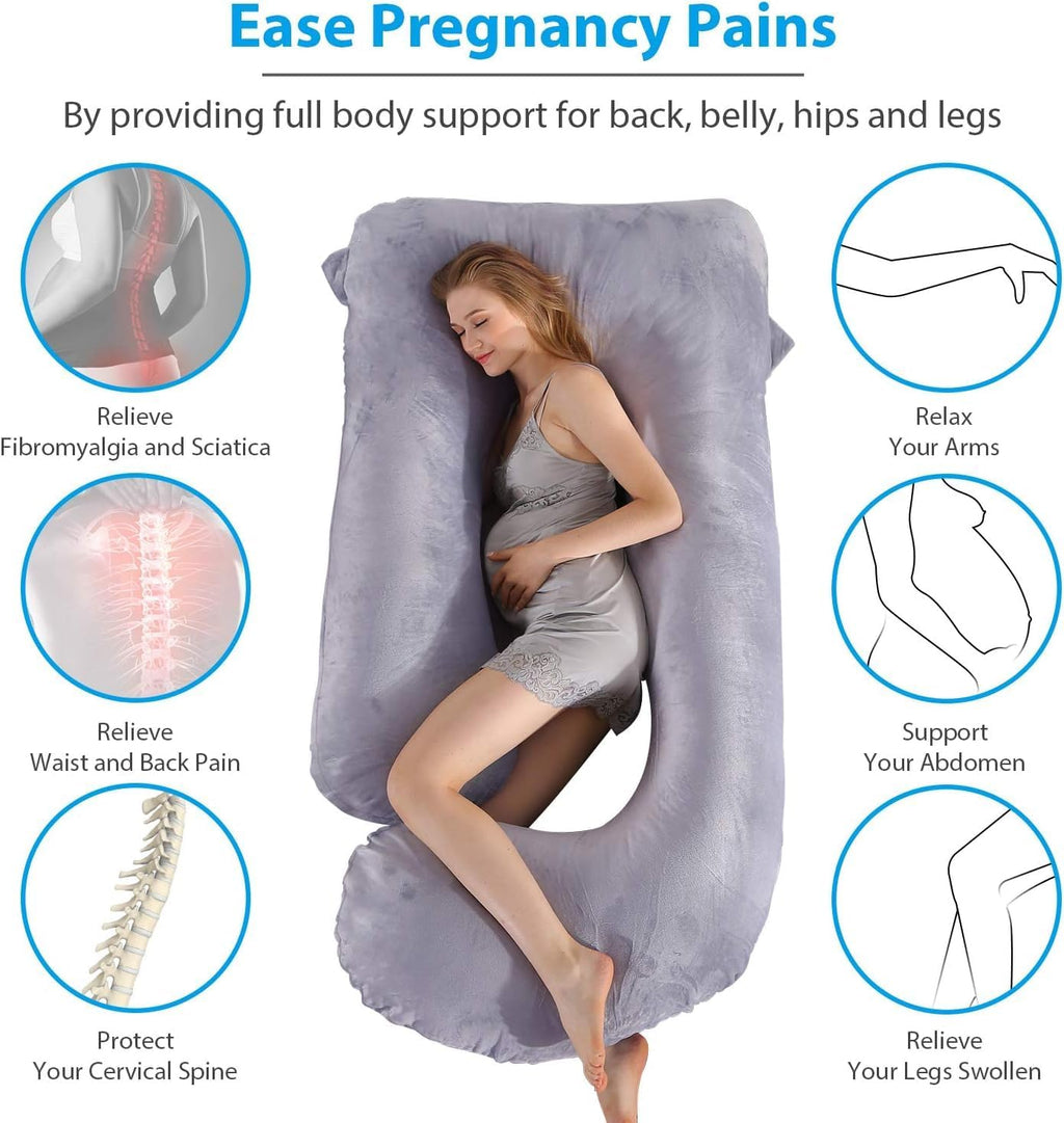 U-Shaped Full Body Pregnancy Pillow for Sleeping – 57" Maternity Pillow with Removable Cover, Support for Back, Legs, Belly & Hips…