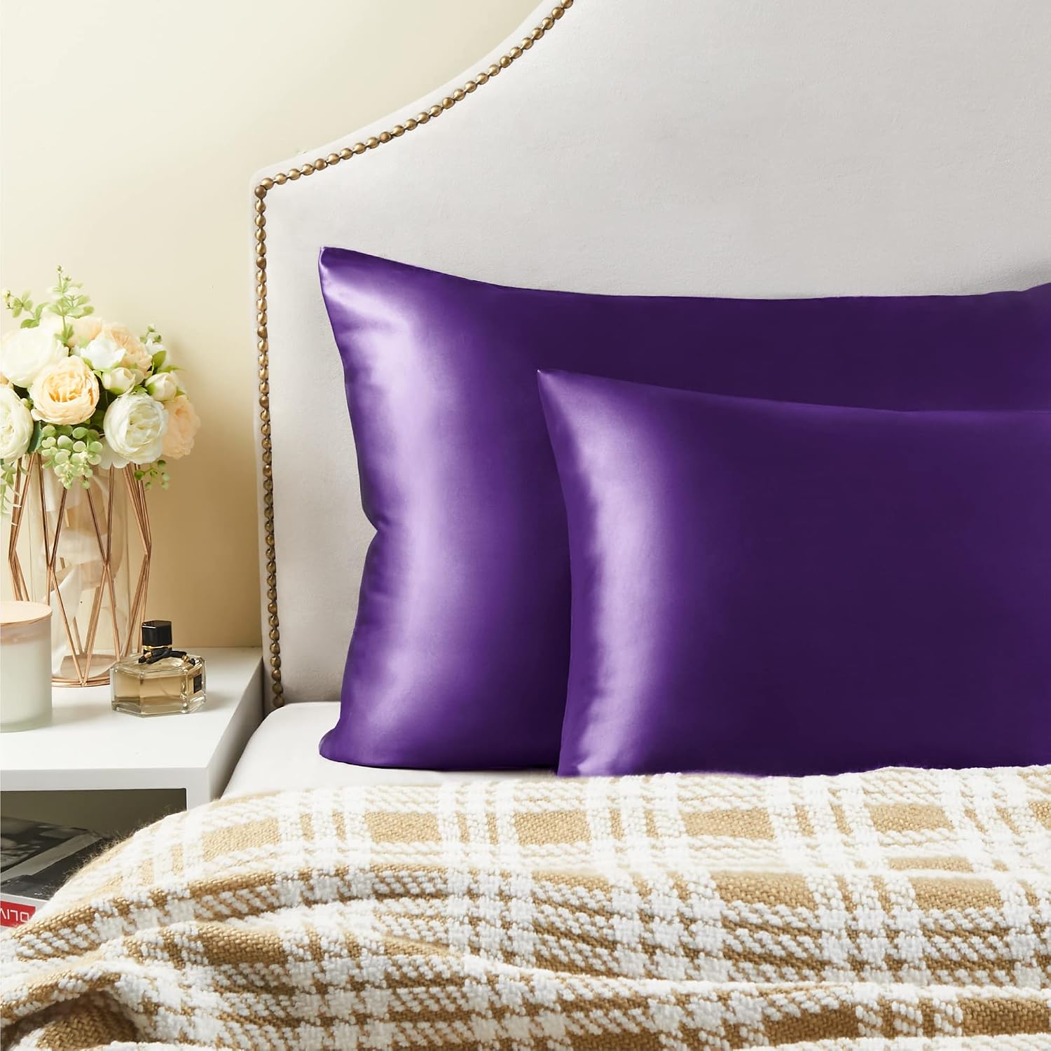Bedelite Satin Pillowcase for Hair and Skin, Super Soft and Cooling Similar to Silk Pillow Cases 2 Pack with Envelope Closure, Gift for Wom…