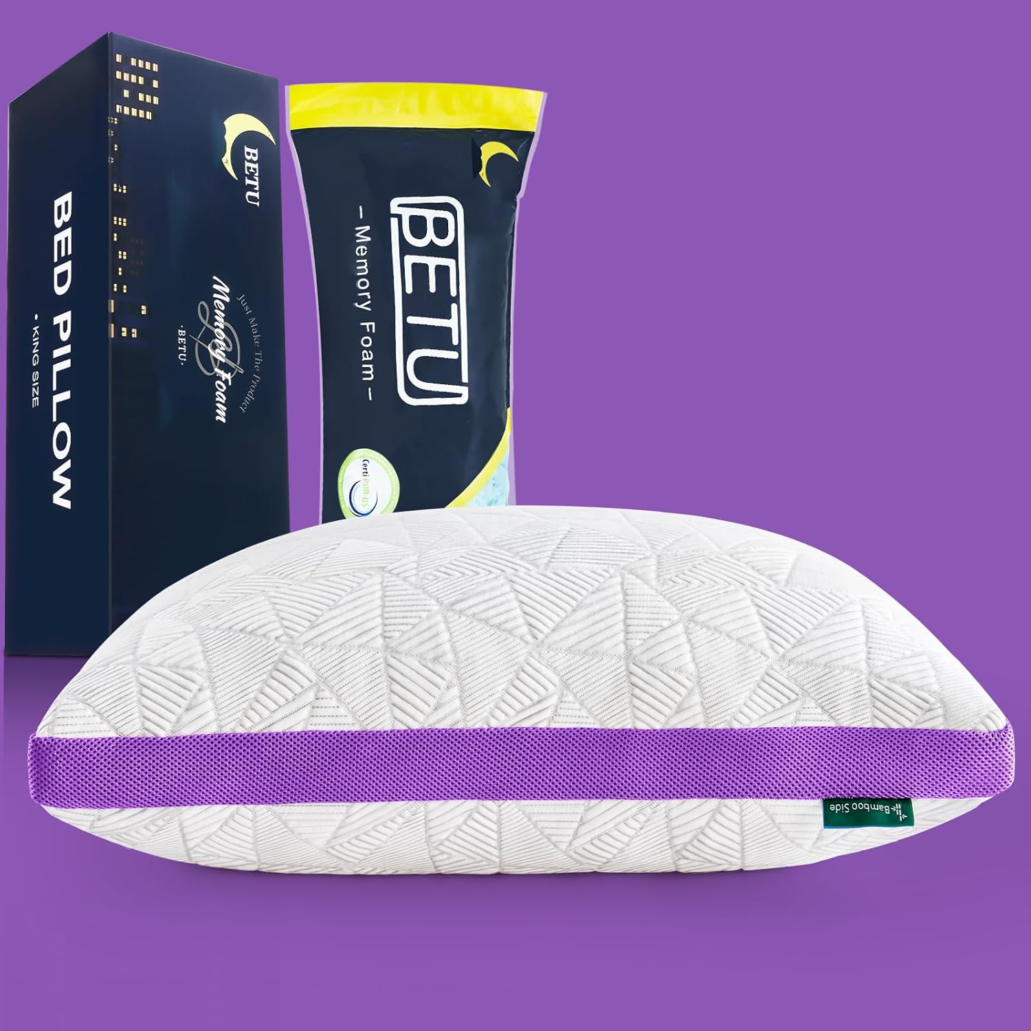 BETU Cooling Pillow King Size, Shredded Memory Foam Pillows for Hot Sleepers, Adjustable Firm Bed Pillows, Hotel Collection Side Sleeper…