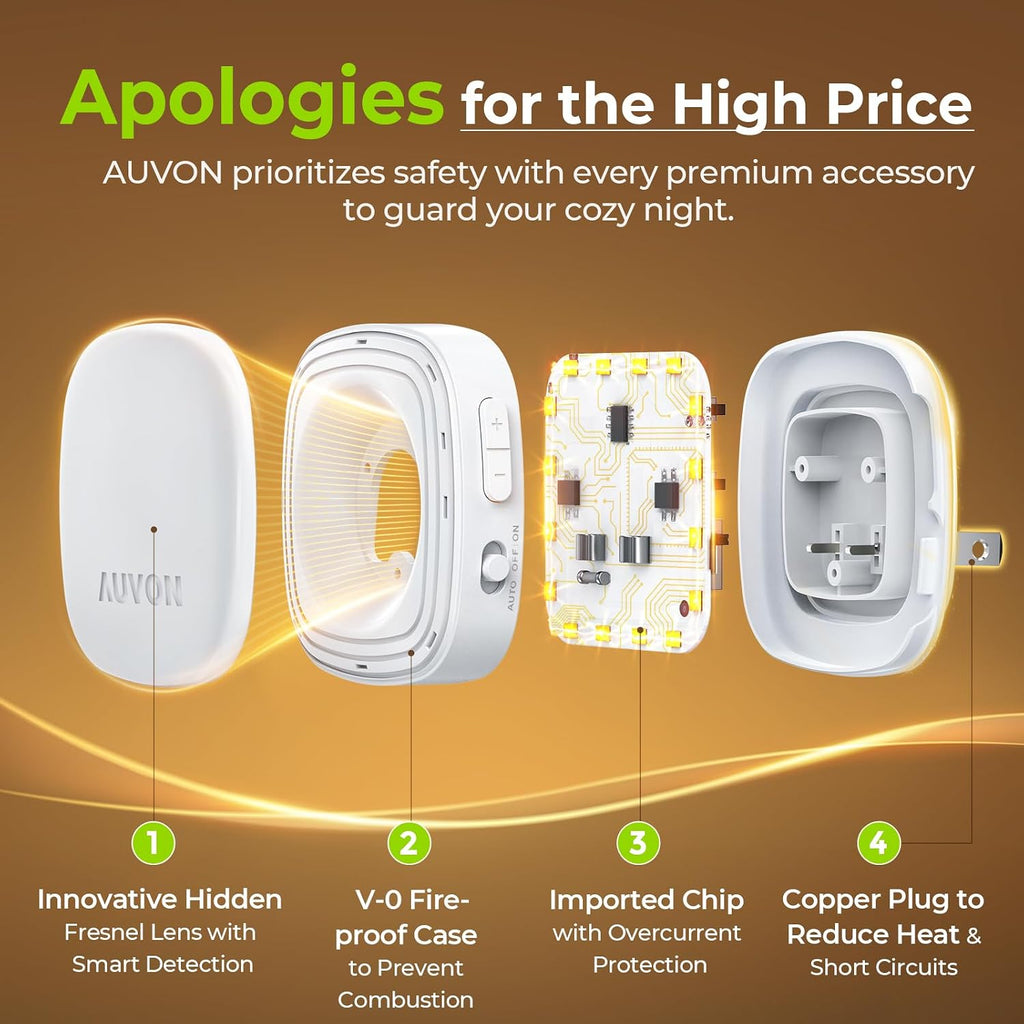 AUVON Plug-in LED Backlit Night Light with Motion Sensor & Dusk to Dawn Sensor, 2200K Soft Warm White Nightlight with 1-50lm Dimmable…