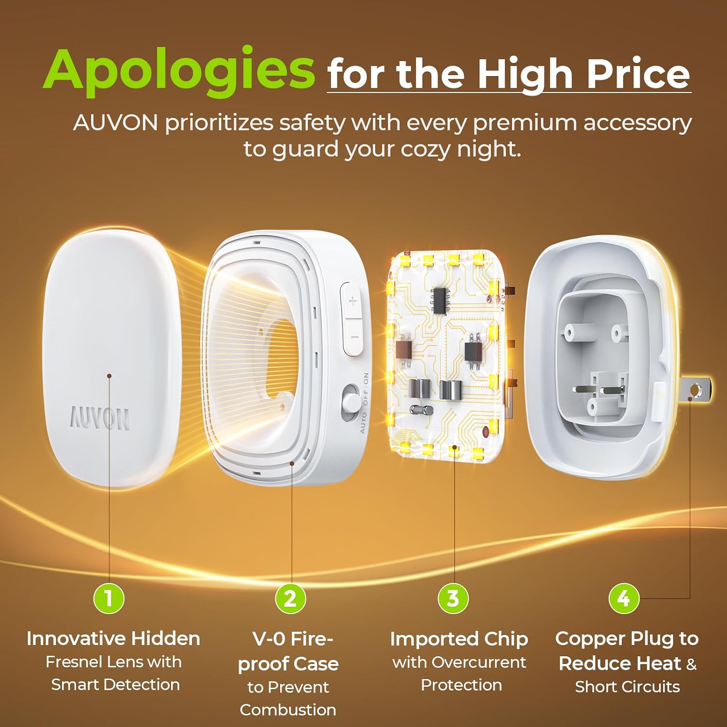 AUVON Plug-in LED Backlit Night Light with Motion Sensor & Dusk to Dawn Sensor, 2200K Soft Warm White Nightlight with 1-50lm Dimmable…